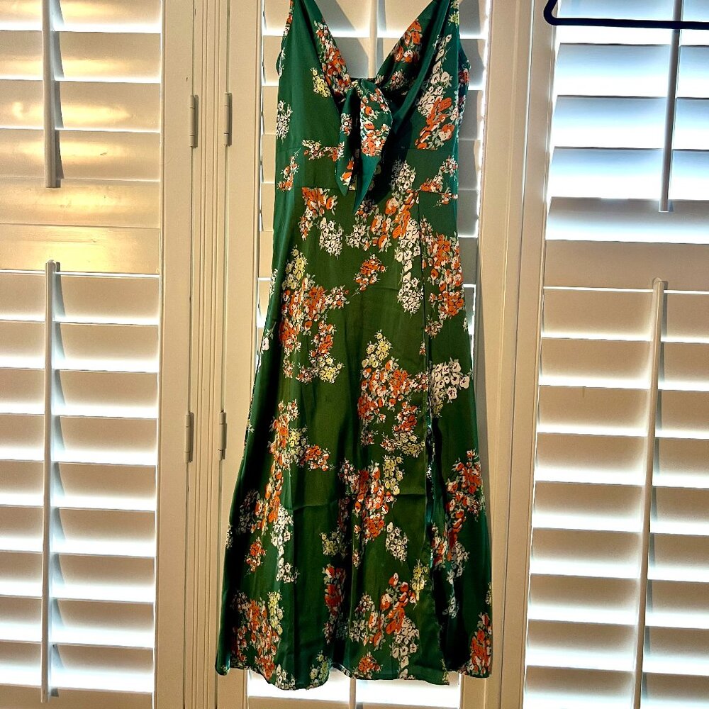 tie-front silky cocktail dress